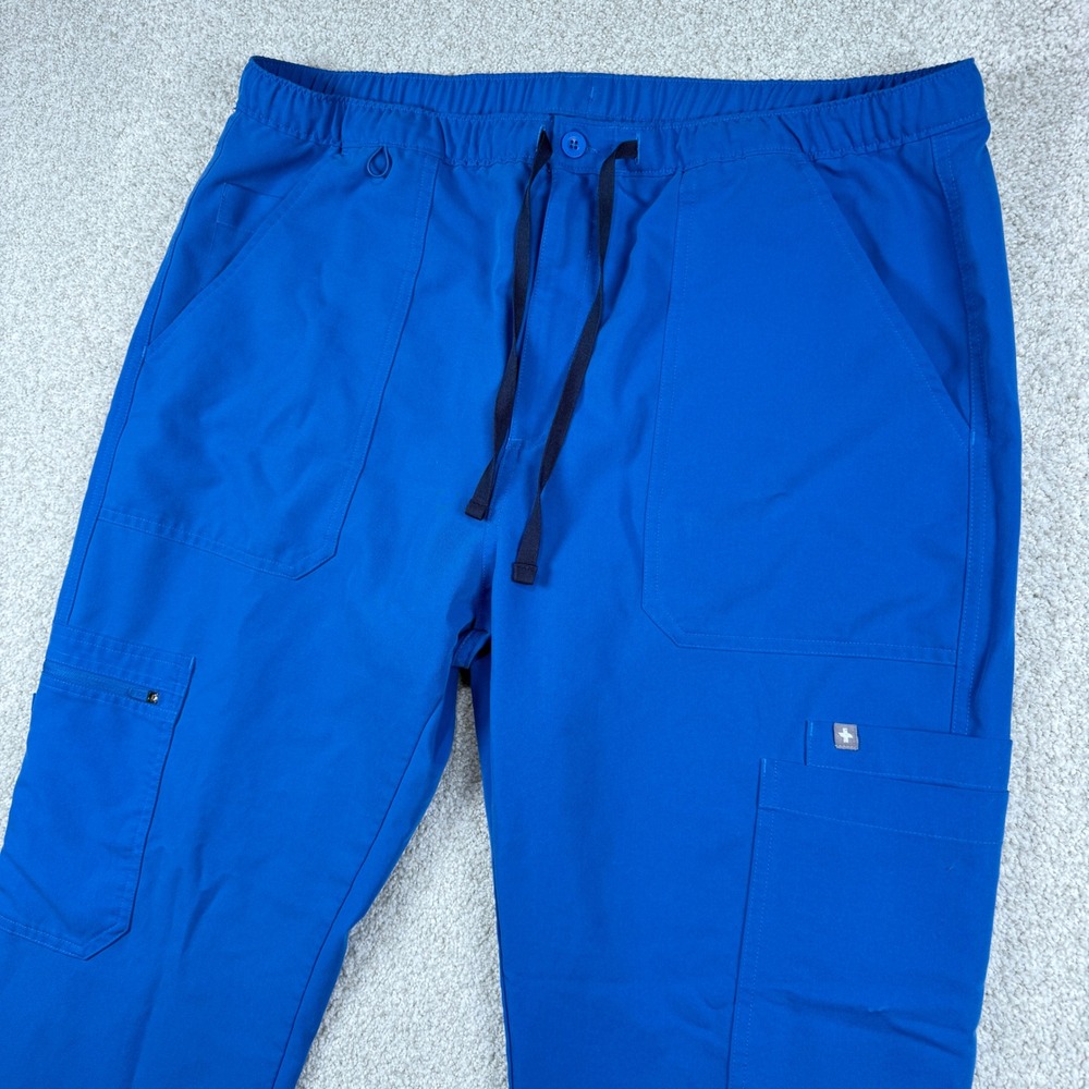 Figs Scrub Pants Mens XL Blue Technical Collection TM3001 Cargo Drawstring